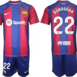 Billiga Fotbollströjor Herr FC Barcelona 2023-2024 Kortärmad shorts med tryck GÜNDOGAN 22