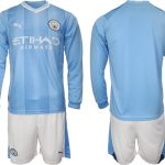 Billiga Fotbollströjor Herr Manchester City Hemmatröja 2023/24 Långärmad + Korta byxor