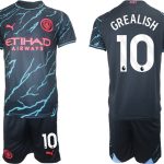 Billiga Fotbollströjor Herr Manchester City Tredje Tröja 23-24 fotbollströja set Jack Grealish 10
