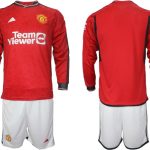 Billiga Fotbollströjor Herr Manchester United 2023-2024 Långärmad + Korta byxor