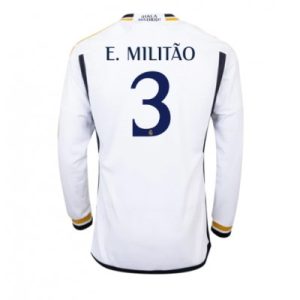 Beställa billigt fotbollströjor Herr Real Madrid Hemmatröja 2023-24 Långärmad Eder Militao 3