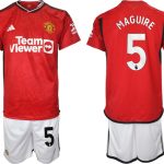 Billiga Fotbollströjor Herr Manchester United Hemmatröja 2023-24 Kortärmad + Korta byxor MAGUIRE 5