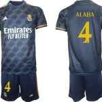 Billiga Fotbollströjor Herr Real Madrid Bortatröja 2023-24 Kortärmad + Korta byxor ALABA 4