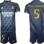 Billiga Fotbollströjor Herr Real Madrid Bortatröja 2023-24 Kortärmad + Korta byxor BELLINGHAM 5