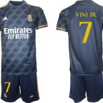 Billiga Fotbollströjor Herr Real Madrid Bortatröja 2023-24 Kortärmad + Korta byxor VINI JR 7