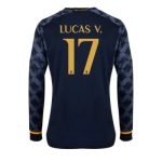 Billiga Fotbollströjor Herr Real Madrid Bortatröja 2023-24 Långärmad Fotbollströjor Med Tryck Lucas Vazquez 17