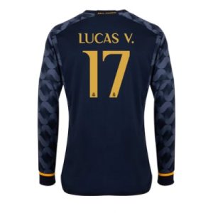 Billiga Fotbollströjor Herr Real Madrid Bortatröja 2023-24 Långärmad Fotbollströjor Med Tryck Lucas Vazquez 17