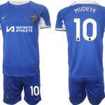 Billiga Fotbollströjor Herr Chelsea Hemmatröja 2023-24 Kortärmad + Korta byxor Mykhailo Mudryk 10